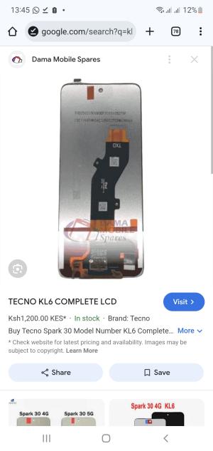 Techno Kl6 Comp/ Spark 30 Lcd